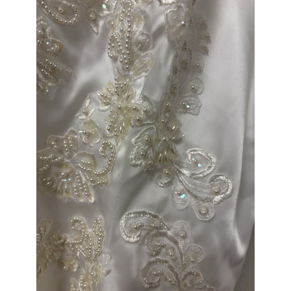 Vtg San Martin Wedding Dress Long Sleeve Train Lace Embroidered Tulle Sz 6/8 - Picture 2 of 16